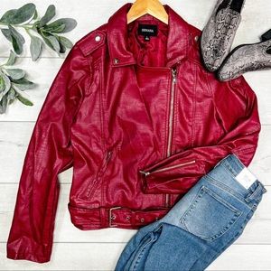 NWT Zenana Red Leather Jacket